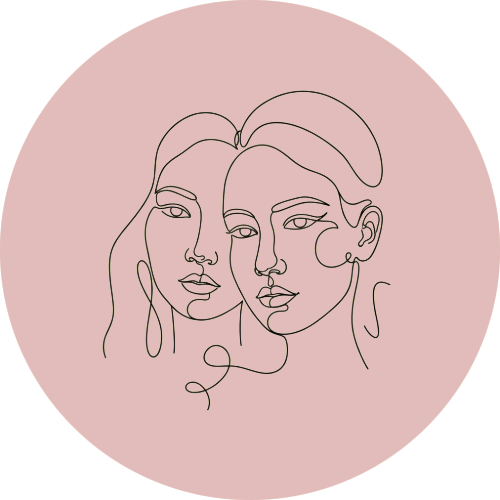 Ilustracja — dwie twarze, symbol bliskości i wsparcia